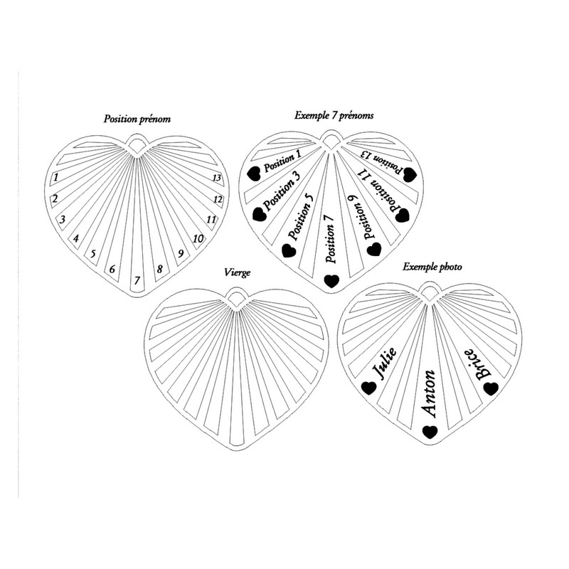 Boule de Noël cœur bijoux personnalisée - bois cœur rouge acrylique famille prénoms joyeux noël - Noël en famille