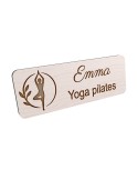 Badge personnalisé yoga et pilates, motif yoga, Pilates et mouvement, vue en biais