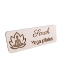 Badge personnalisé yoga et pilates, motif yoga, Pilates et mouvement, vue en biais