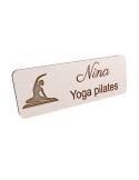 Badge personnalisé yoga et pilates, motif yoga, Pilates et mouvement, vue en biais