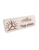 Badge personnalisé yoga et pilates, motif yoga, Pilates et mouvement, vue en biais