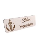 Badge personnalisé yoga et pilates, motif yoga, Pilates et mouvement, vue en biais