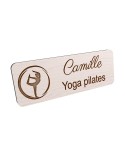 Badge personnalisé yoga et pilates, motif yoga, Pilates et mouvement, vue en biais