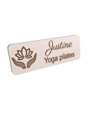Badge personnalisé yoga et pilates, motif yoga, Pilates et mouvement, vue en biais
