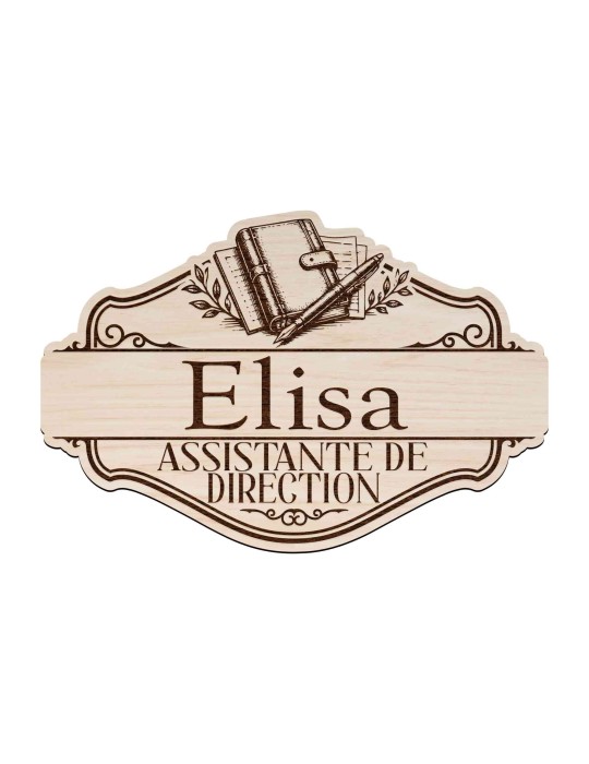 Badge en bois pharmacie personnalisé vintage ancien préparatrice élève préparateur docteur en pharmacie pharmacien pharmacienne